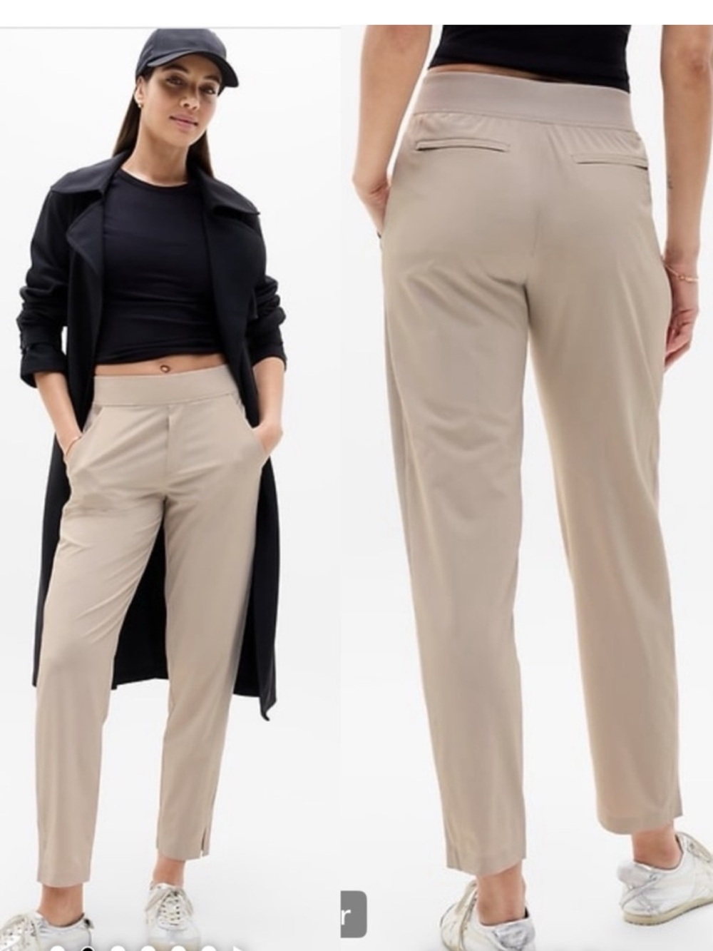 Athleta Brooklyn Mid-Rise Ankle Pants Sz 0 Abalone Beige euc